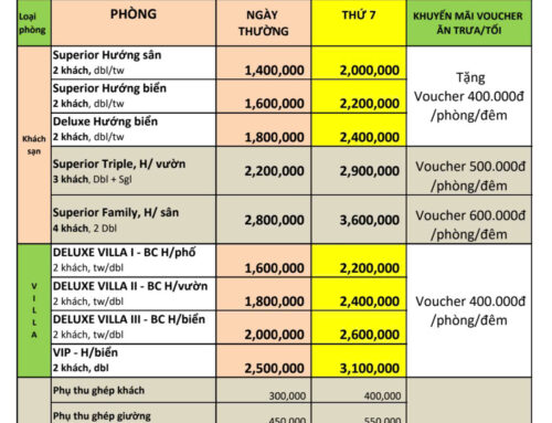 GIÁ PHÒNG CÁC THÁNG CUỐI NĂM 2024